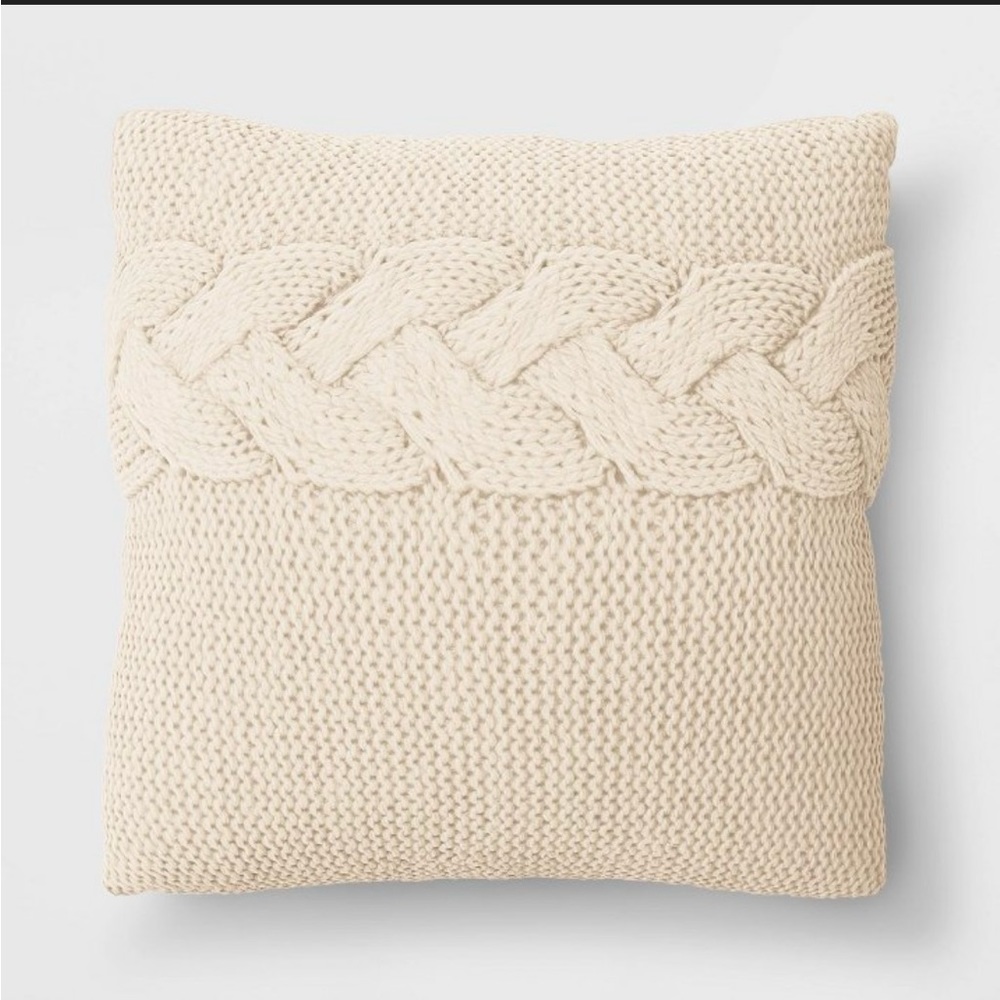 🍦Oversized Cable Knit Throw Pillow Cream - Threshold
